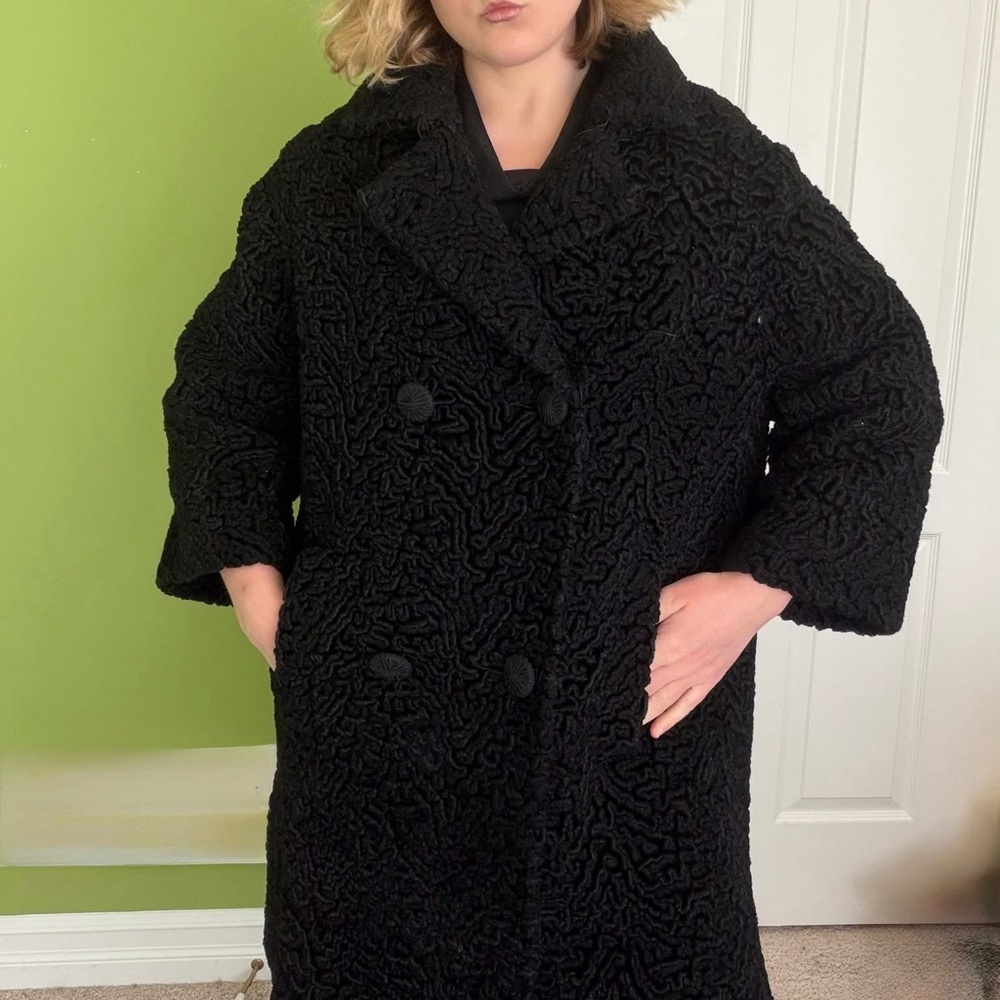 Women's Black Textured Coat